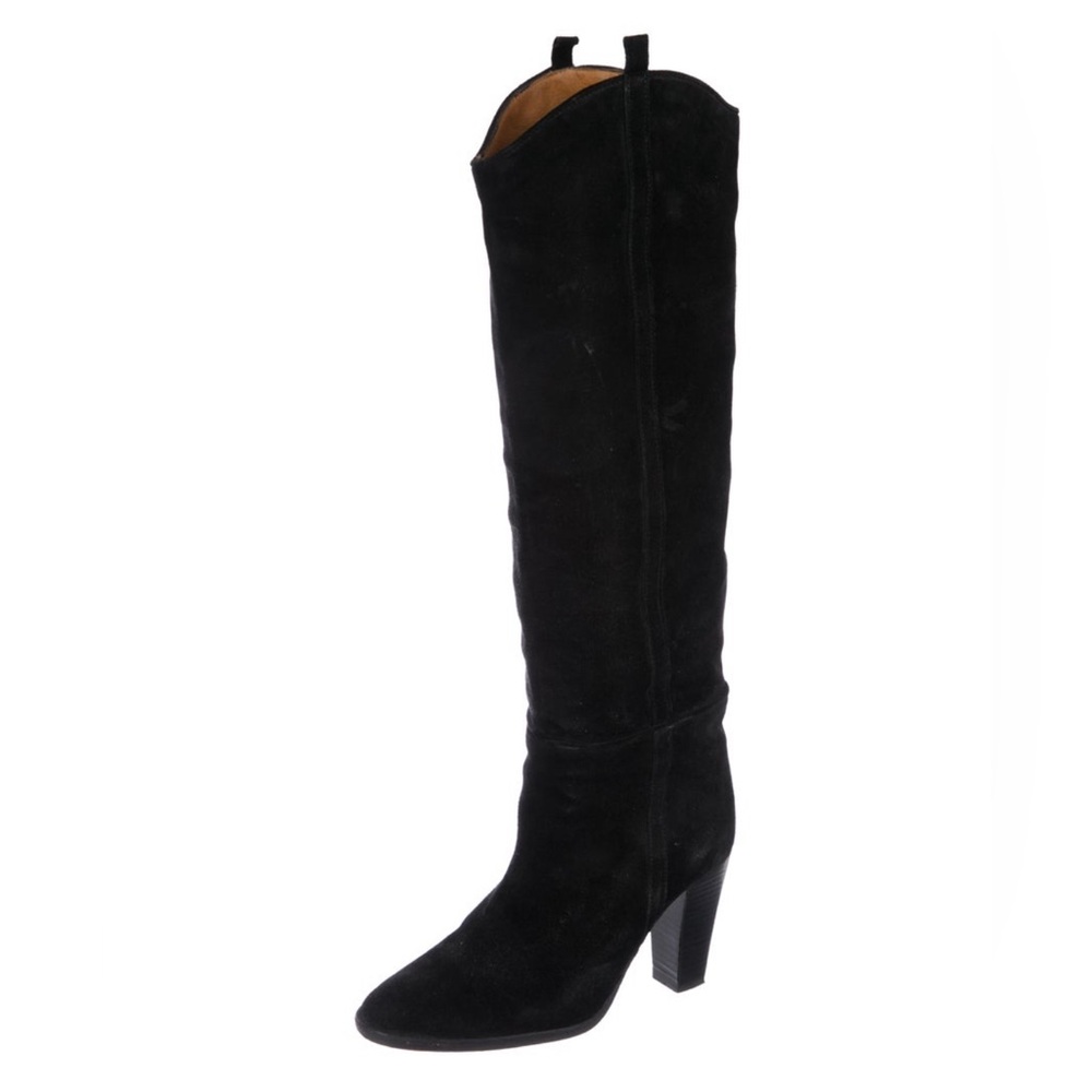 Isabel Marant Suede Gaucho Knee-High Pullover Boots Black 37 GUC - Picture 2 of 10